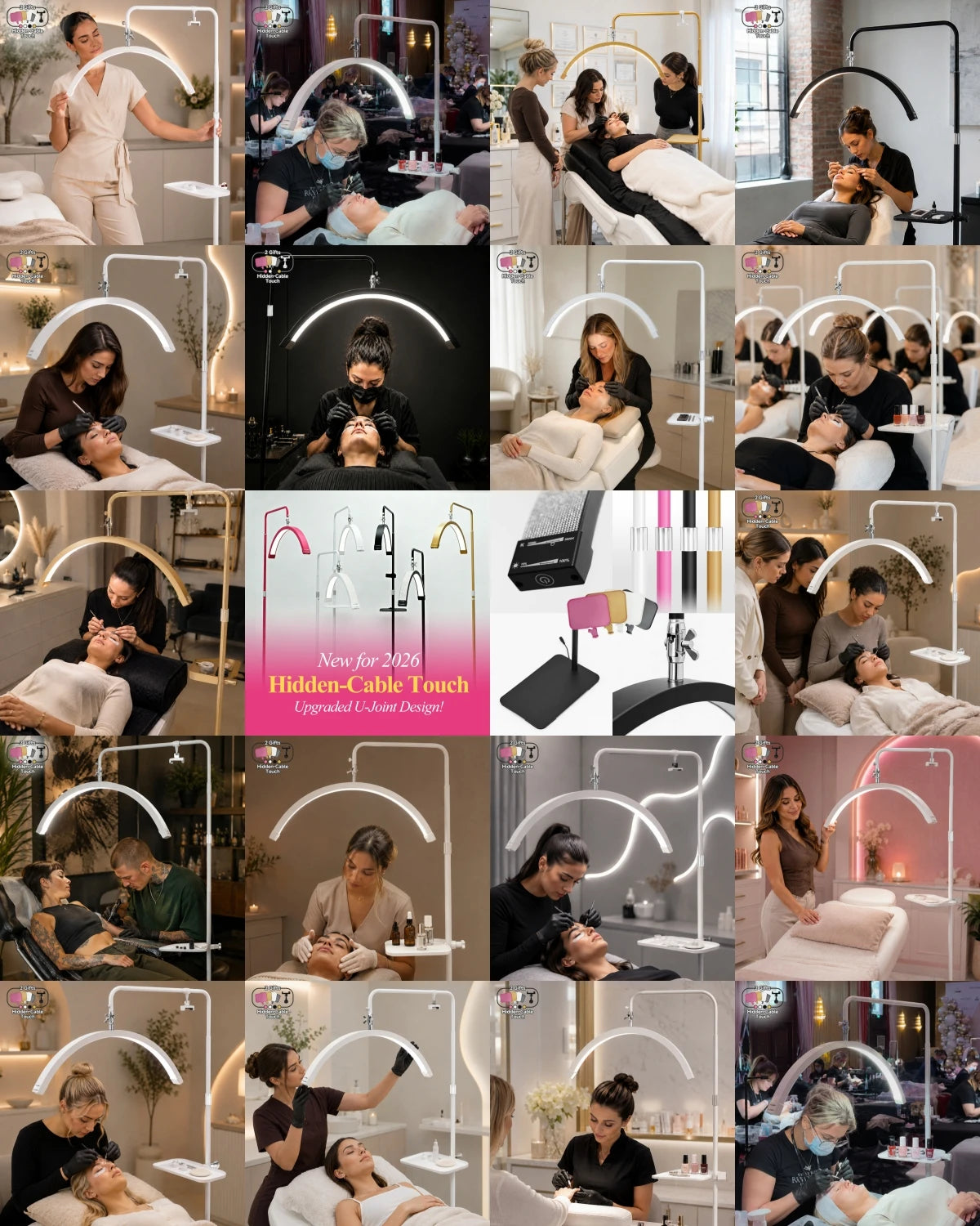 Free LOGO Rotatable Lashes Lamps Half Moon Light Led Moon Lamp Photography Fill Light for Lashes Extension Beauty Floor Lamps