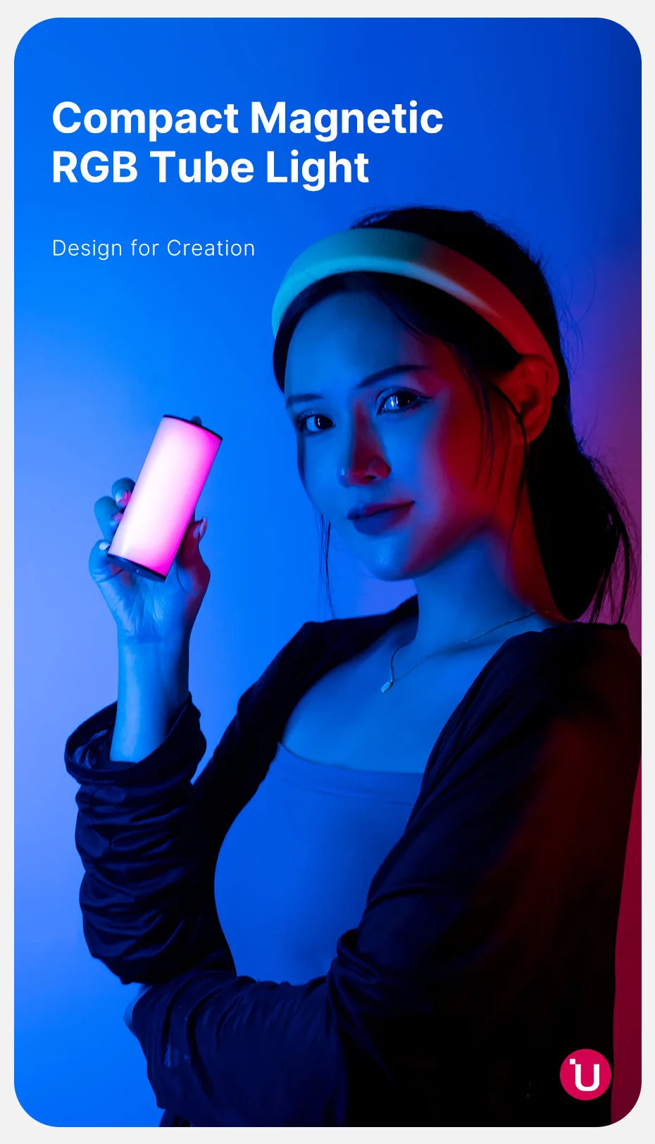 Ulanzi i-Light VL119 RGB Handheld Light Wand LED RGB Stick 2500-9000K Photography Lighting Magnetic Tube Light for Video Vlog