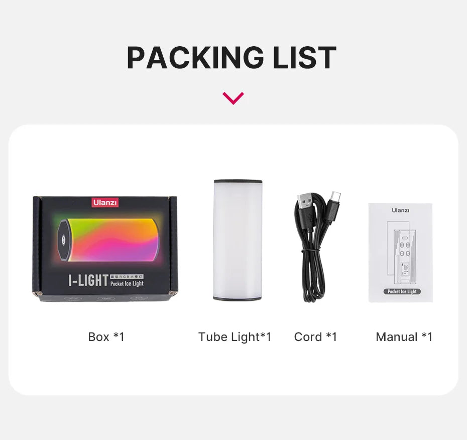 Ulanzi i-Light VL119 RGB Handheld Light Wand LED RGB Stick 2500-9000K Photography Lighting Magnetic Tube Light for Video Vlog