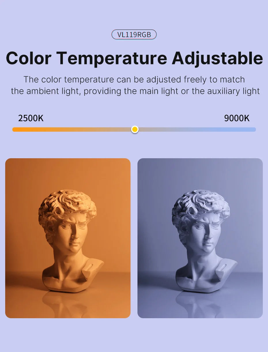 Ulanzi i-Light VL119 RGB Handheld Light Wand LED RGB Stick 2500-9000K Photography Lighting Magnetic Tube Light for Video Vlog